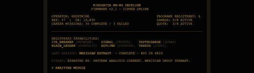 ICE Breaker attract reel — a cursor walks an ASCII network topology from operator node to target, ending in a breach banner and payout strip